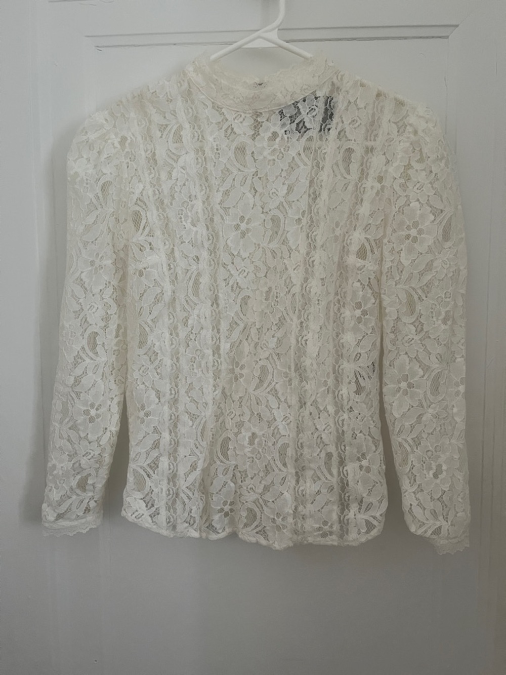 Reformation Kruger White Lace Sheer Top